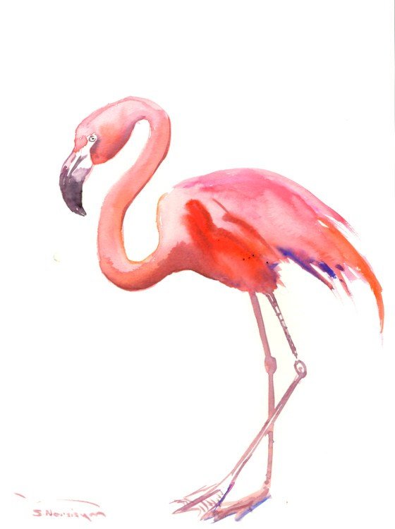 Flamingo Art, Painting, Original watercolor 12 X 9 in, pink fl… etsy.me/1NEEqcD #Watercolor #FlamingoWallArt