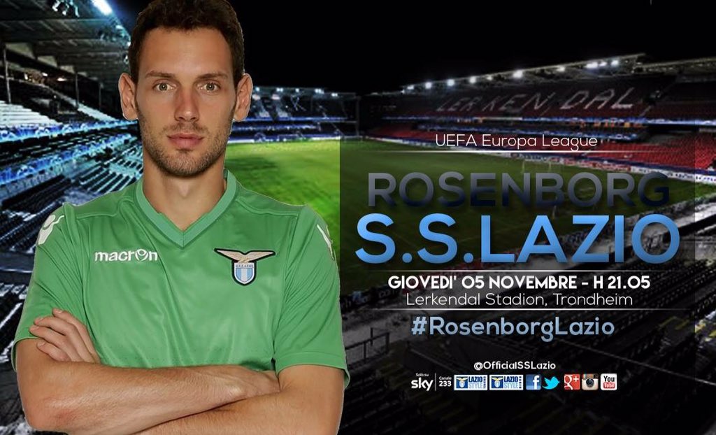 #Matchday4 <a href="/EuropaLeague/">UEFA Europa League</a> #RosenborgLazio
Fischio d'inizio h 21:05 - Kick off 9:05PM

#AvantiLazio