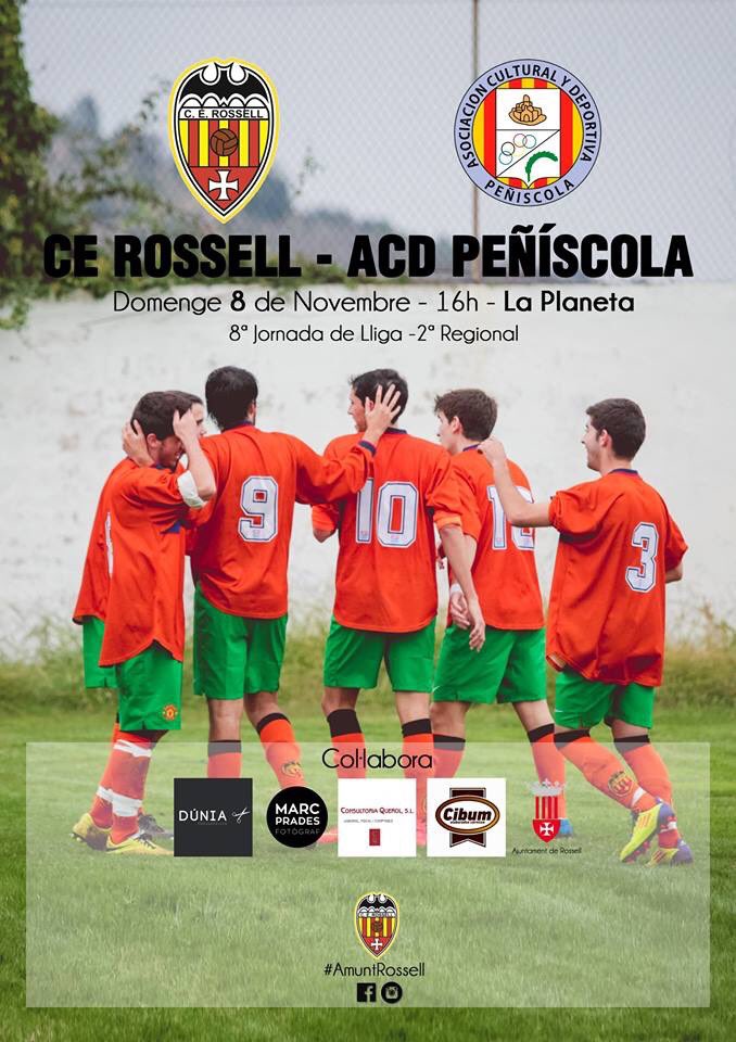 CE_Rossell's tweet photo. Domenge t'esperem a un dels partits de la jornada @CE_Rossell @acdpeniscola #AmuntRossell https://t.co/yYYJZ24wWn