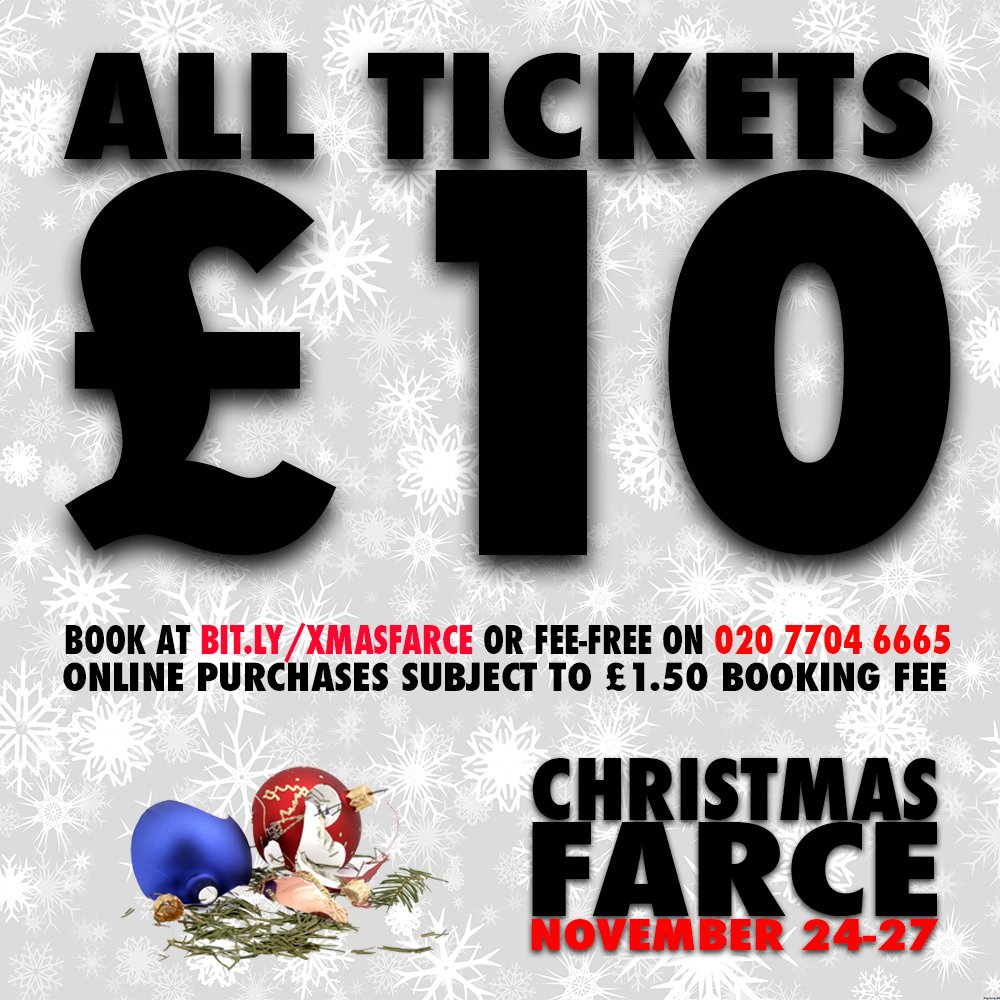 WestAvenueTC's tweet photo. Less than 3 weeks until #ChristmasFarce - book now and bag a £10 ticket for, er, £10. https://t.co/cl078vDM50 https://t.co/7szMpn4MZS