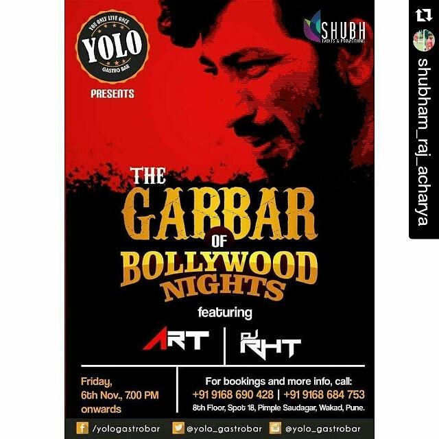ShubhEventz's tweet photo. @YOLO_GastroBar #Pune #Bollywood Night #ShubhEventz #Friday 16th https://t.co/IzHbMUfaEd