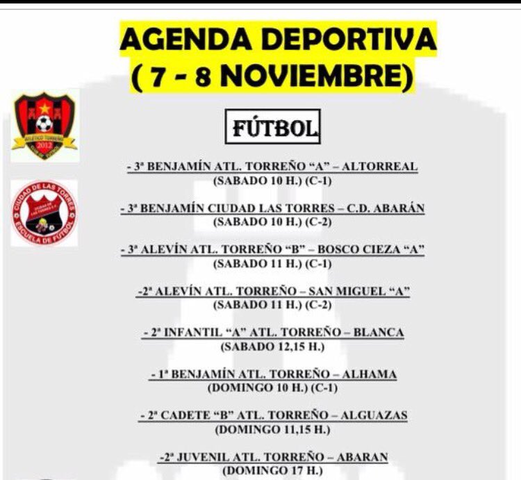 AtleticoTorreno's tweet photo. ¿Este fin de semana no tienes planes?pues ya sabes sube a animar a los equipos de tu pueblo!! https://t.co/lGGbPLw06a