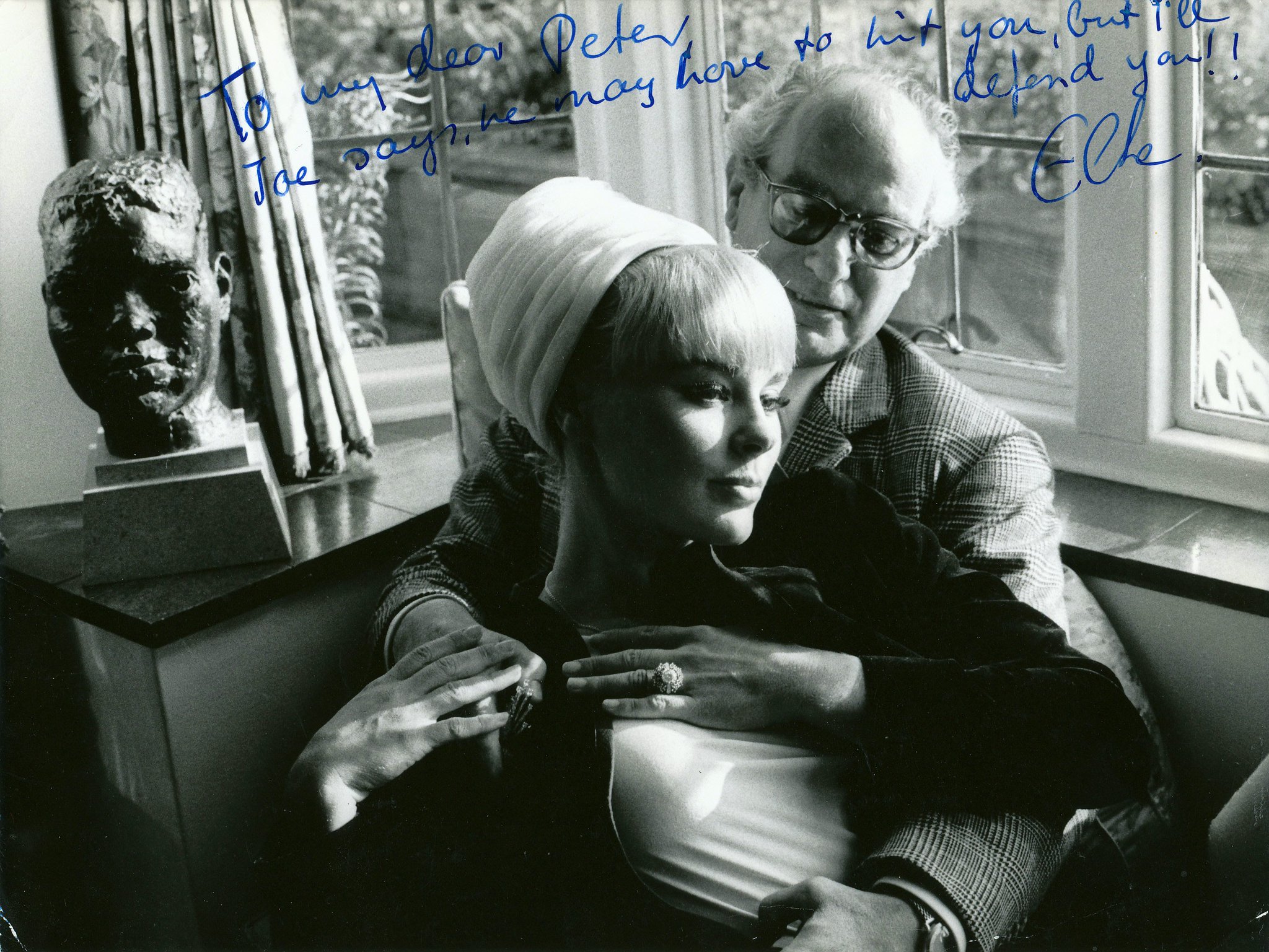Happy 75th birthday to actress Elke Sommer. Here with films producer Peter Rogers at his home in the 1960s. 