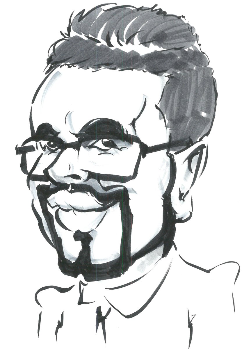 PuretoneHearing's tweet photo. Here is our own @Puretone_Akif as a caricature @Spasszeichner #EUHA2015 https://t.co/VysixzW2cf