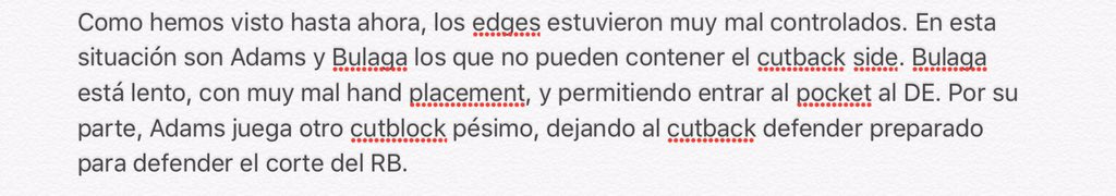 Rubenibg's tweet photo. Aunque la DL de DEN sea muy potente, Bulaga tiene que hacer un mejor bloqueo en este slide. Y ni hablar de Adams. https://t.co/N1WyzHrlfx