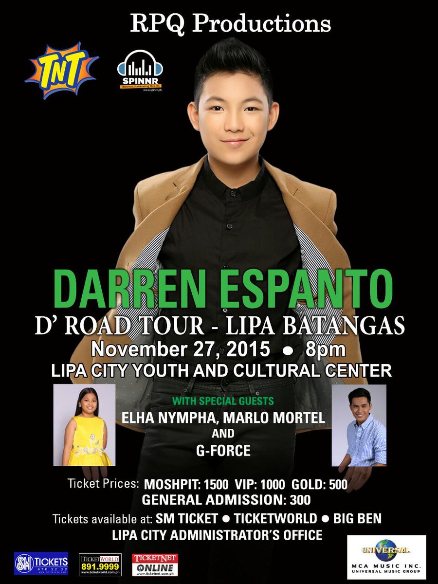 Astroplus1's tweet photo. #DRoadTourBatangas is happening on Nov 27, 2015 at the Lipa City Youth and Cultural Center! Buy your tickets now! https://t.co/996d96MWet