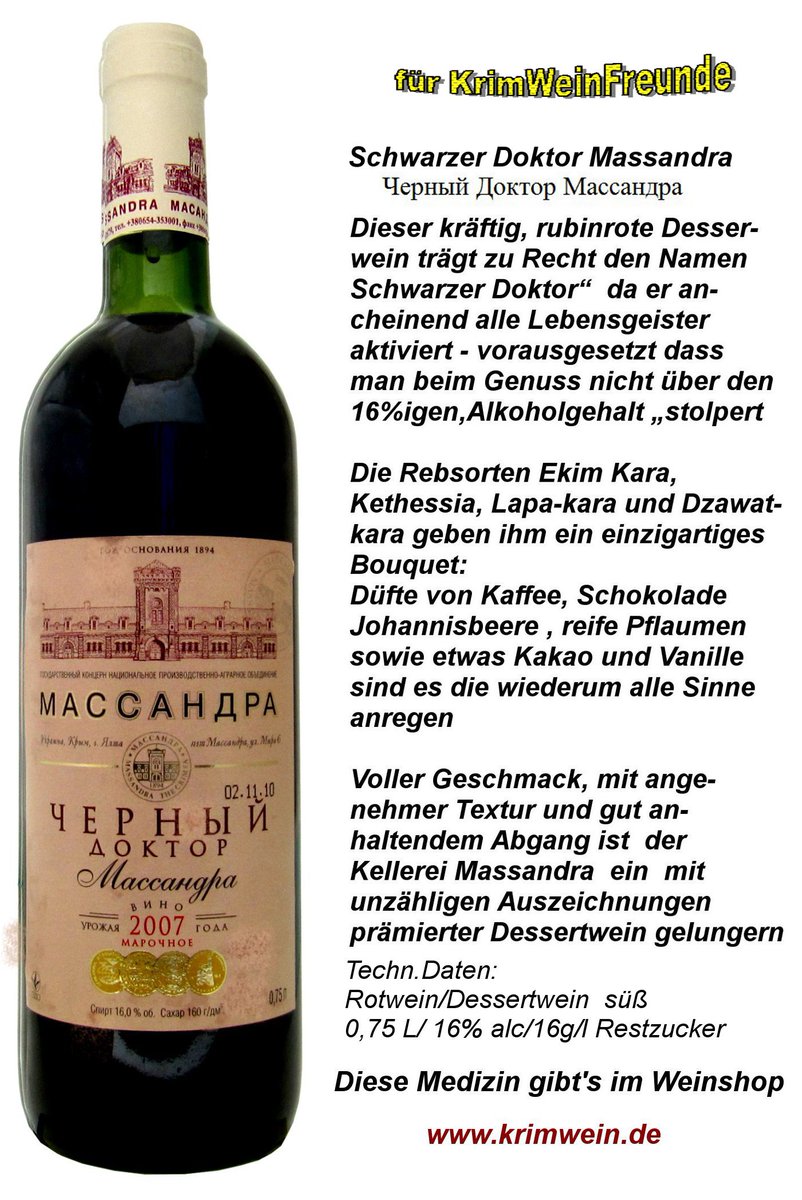 Krimwein vom Weingut MASSANDRA ist nach wie vor lieferbar krimwein.de