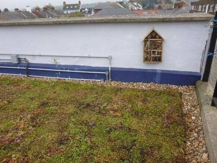 CitizensRail's tweet photo. Wildlife-friendly bug hotel &amp; sedum matting at Exeter St Thomas station, as part of @CitizensRail. Via @dcrailpart. https://t.co/xVIq3ADJ2e