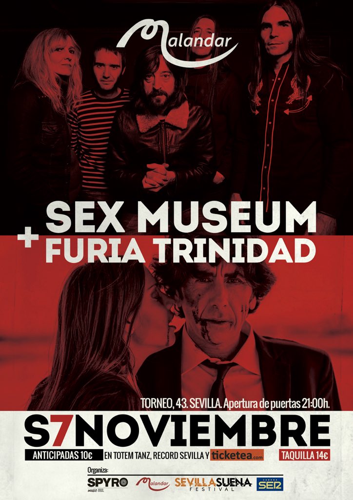 ConciertosEnSvq's tweet photo. y se van con entrada doble a disfrutar en @SalaMalandar de SEX MUSEUM + FURIA TRINIDAD: @LondonZero y @guillevaz1995 https://t.co/P3BfPa4K4O