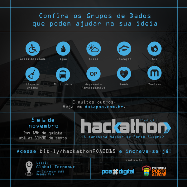 josefortunati's tweet photo. 3ª edição do #HackathonPOA maratona em busca de novas soluções para a cidade. https://t.co/AvG6mI1UvH https://t.co/XkGmliPWrA