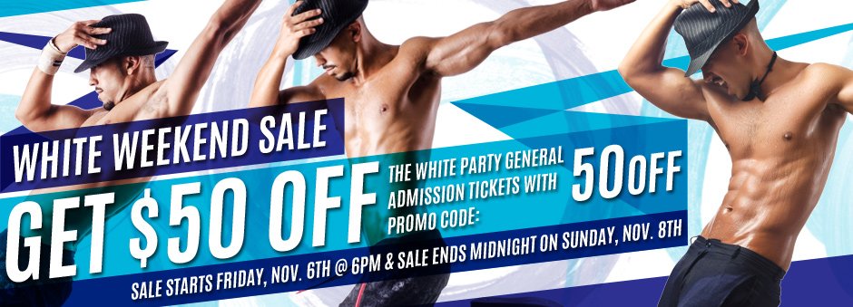 WhitePartyWeek's tweet photo. #WhitePartyWeek White Weekend Sale - $50 Off General Admission with Promo Code: 50OFF https://t.co/GBoN2bVoe4 https://t.co/6dkeYtZUfa