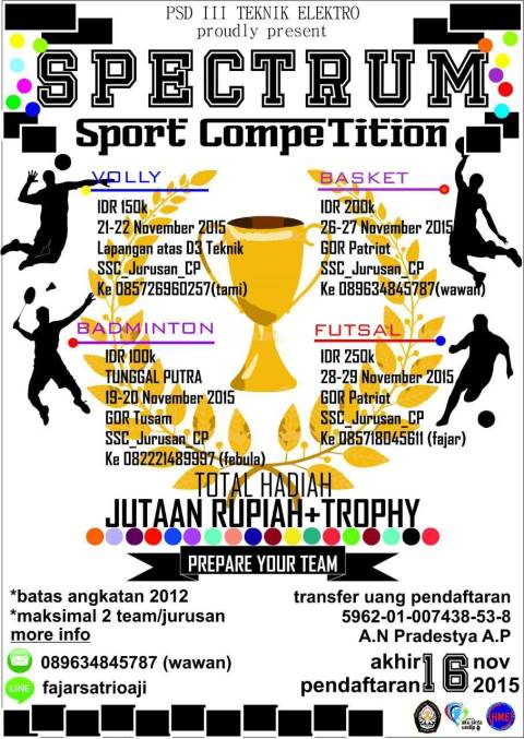 SPECTRUM SPORT AND COMPETITION.
Come and join us!!!