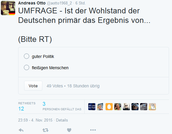 kentrail_ticker's tweet photo. Wie #AfD'ler ihre Umfragen gestalten und im eigenen Netzwerk streuen. #missinganswers #jungealternative #kaltland https://t.co/YSGLkWSx90