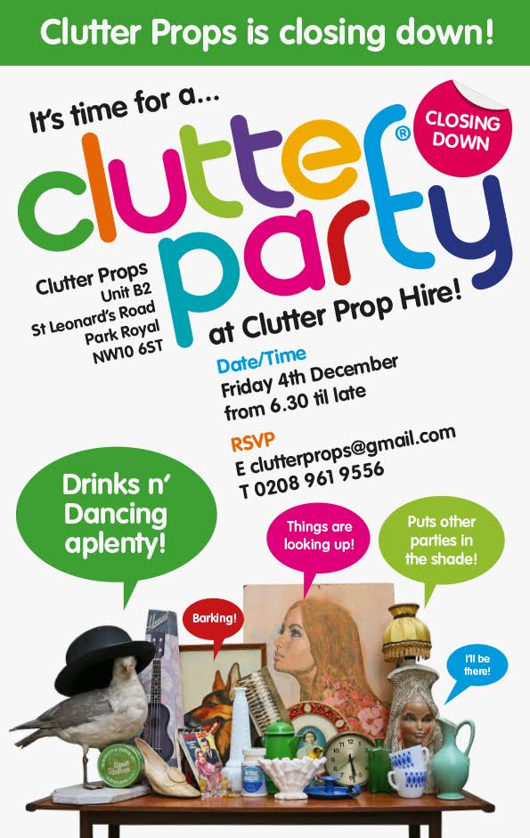 The end is nigh!Friends of Clutter, please come and help us soothe our melancholy with festive cheer. SEE YOU THERE!