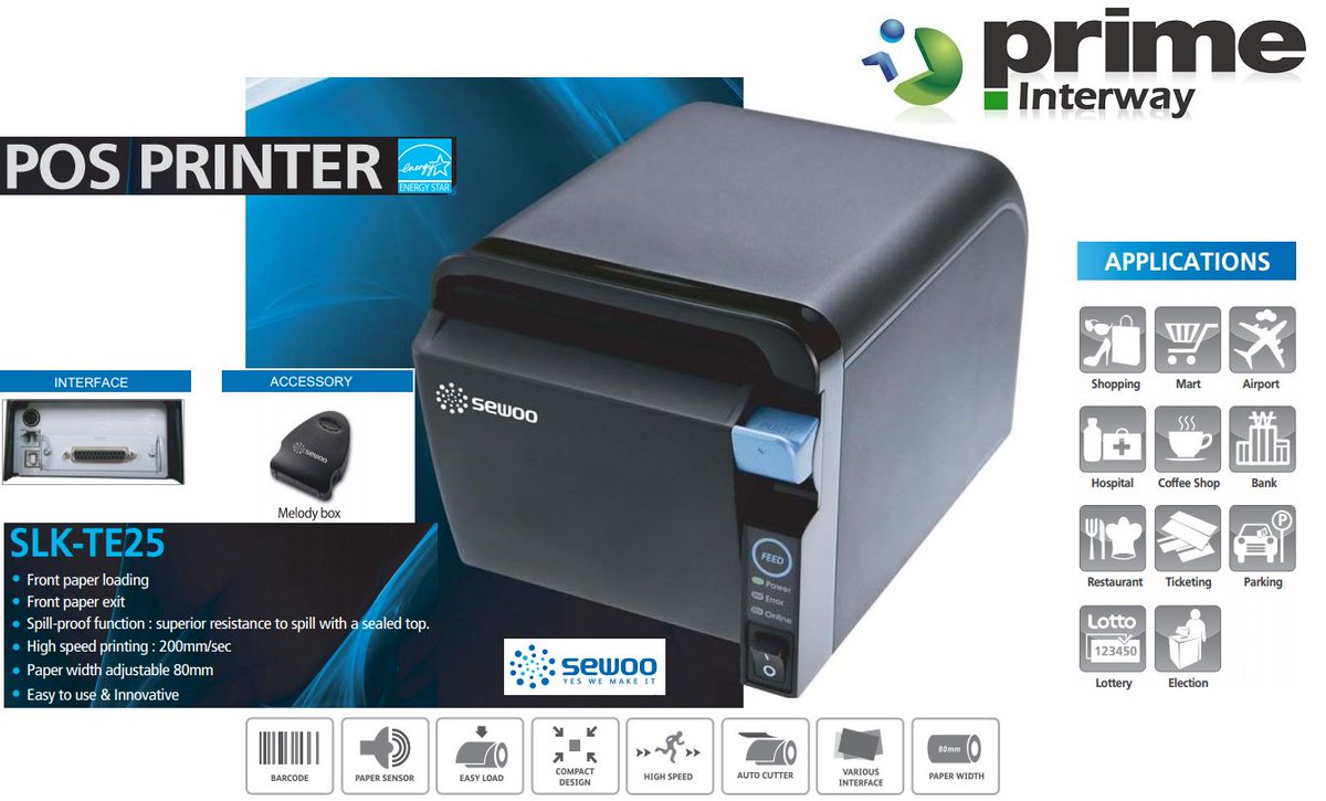 glima57's tweet image. #SEWOO #SLKTE25 
Impresora POS, TD, 180DPI, salida frontal. Opción Black Mark
gustavo@interwayco.com
#PRIMEINTERWAY