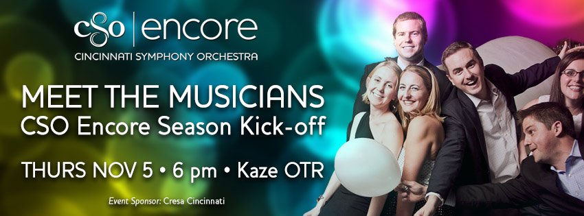 CSOEncore's tweet photo. Meet @CincySymphony musicians tonight at our season kickoff party 6-8pm @KazeOTR. FREE! https://t.co/NRZDA6np4z https://t.co/yxbx5JuLfB