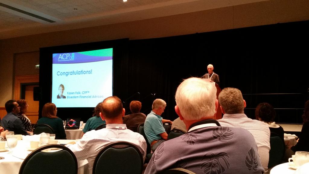 jakekuebler's tweet photo. Karen Folk wins the @ACP_Planners Stewart Farnell Mentor Award #acp2015conf https://t.co/EHLBoM0DVP