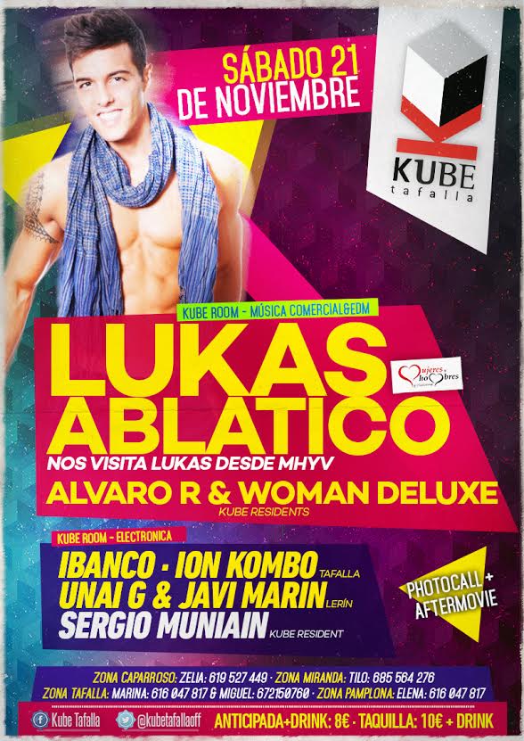 KubeTafallaoff's tweet photo. SORTEO 5 Pases/ Sab,21 Nov/ 2ambientes/ Lukas Abliatico (Mhyv)/ A Kube club vuelve la electronica!/ Haz RT&amp;Follow!! https://t.co/wR6sYT8jNq