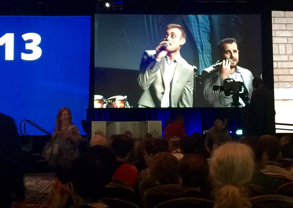 mySORTY's tweet photo. SORTY's very own @jakekrausmusic rocking it on the big screen in front of thousands of people at #biennial15 https://t.co/Sq5mO6sLwl