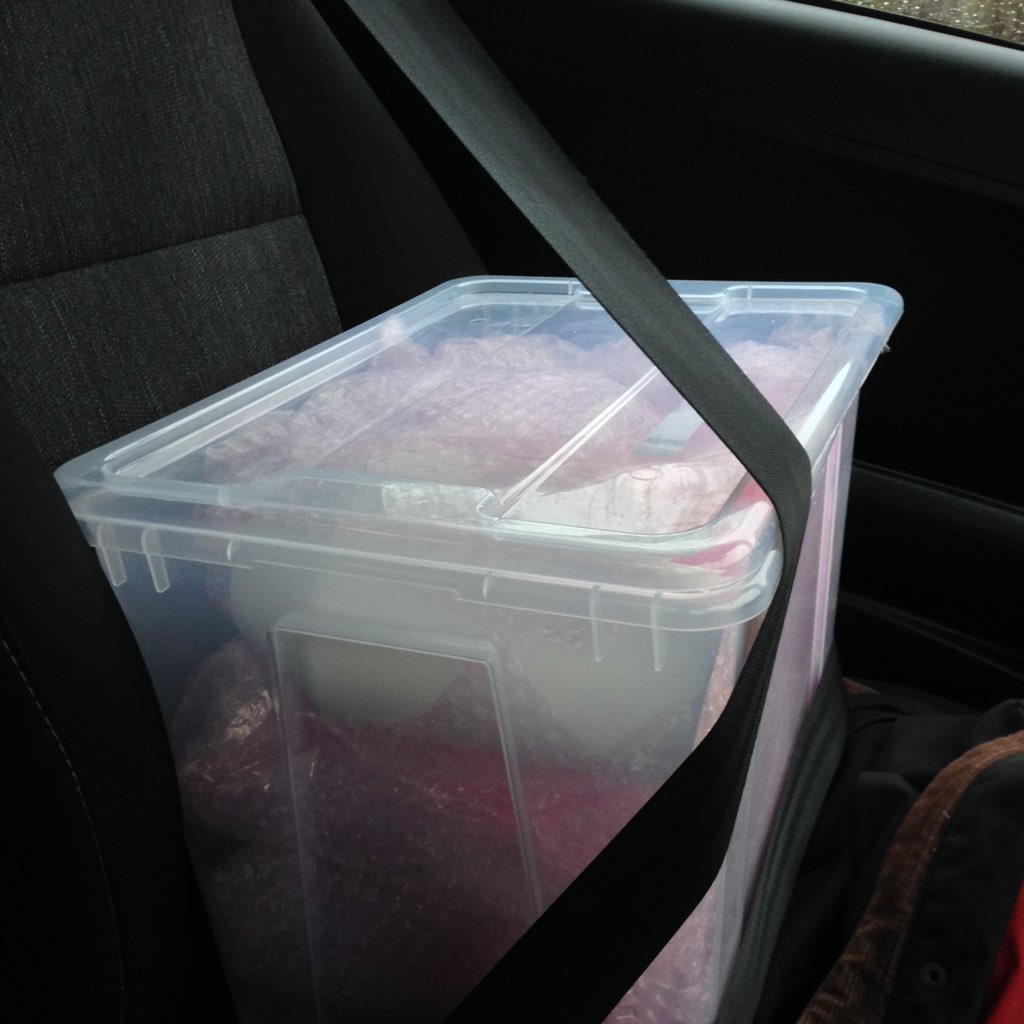 thomascarlmann's tweet photo. When your ceramics means a lot to you and you put a seatbelt on it! Haha #ceramics https://t.co/xhK25s1t5H