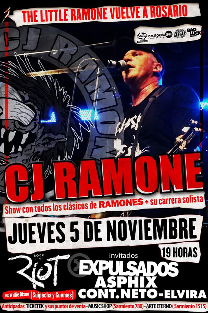 DiscoRigido1's tweet photo. *AGENDA* *HOY*
#CJRamone en #Riot (ex-Willie Dixon) - Rosario
Invitados: #Expulsados, #Asphix, #Elvira y #ContNeto https://t.co/Elga8Rtbxj