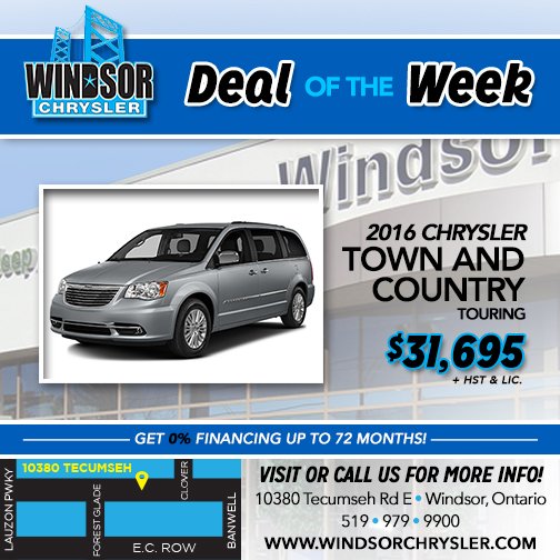 Check out <a href="/WindsorChrysler/">Windsor Chrysler ON</a>'s Deal of the Week! 
For more details visit: buff.ly/1GNGMGI