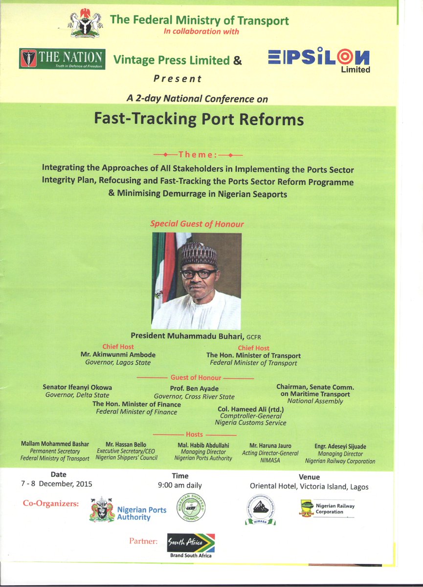 PortReformsNG's tweet photo. A glimpse of personalities expected at our 2 Day #Conference on FAST TRACKING #PORTREFORMS. https://t.co/ODSUr7xkbB https://t.co/O9XDy11sSP