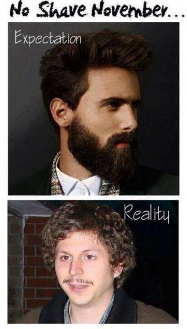 MensHumor's tweet photo. No Shave November: Expectation vs. Reality https://t.co/5yA5nx2Hil