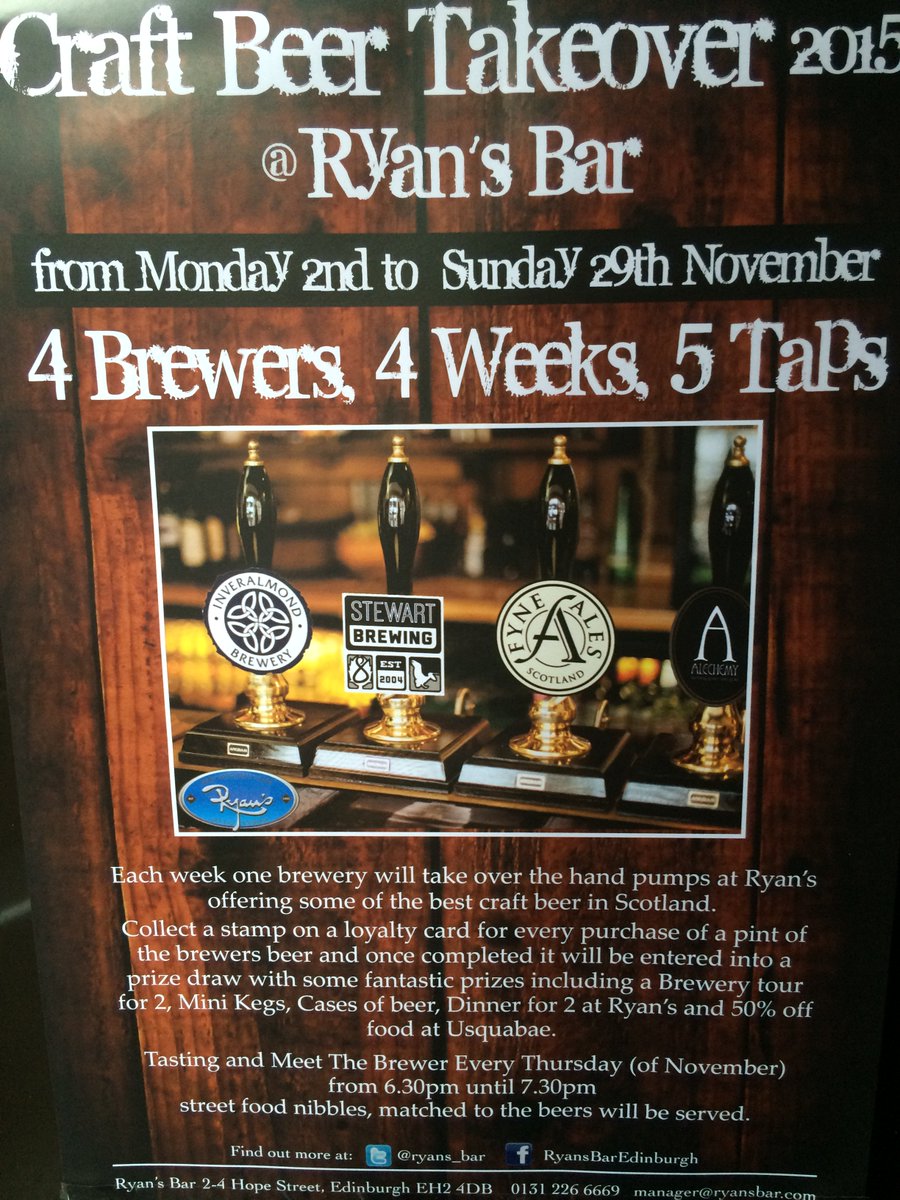 Ryans_Bar's tweet photo. Head down to Ryans & meet the @FyneAles team for some samples + street nibbles @ 6.30pm! #thursdaydoneright #caskale https://t.co/9lNNzlpBYW