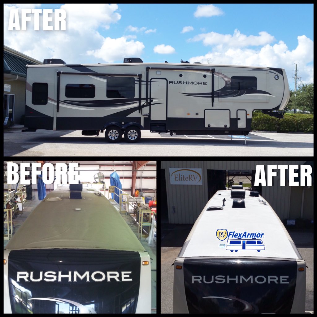 EliteRV_FL's tweet photo. B&amp;A: 40' #Rushmore 

#EliteRV #RV #RVRoof #RVFlexArmor #polyurea #roofrepair #rvroofrepair #fifthwheel #5thwheel https://t.co/ahLY2DvXQm