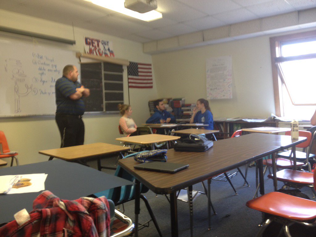 Crockerlloyd's tweet photo. #OOBSchools Visit to Mr. Sharp's Civic's class at OOBHS. Students sharing opinions on What Makes an Election Fair! https://t.co/8VZChsnGFn