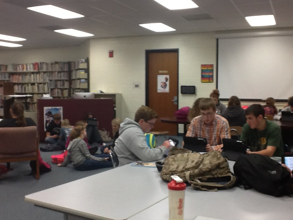 jeelst's tweet photo. Freshmen researchers in the high school library. https://t.co/5L6GIEqGPy