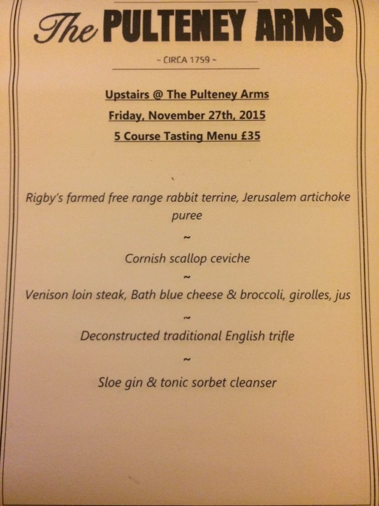 ThePulteneyArms's tweet photo. We also have this months 'Taste of' menu for 27th November, book early so as not to miss out #CityofBath #pub #food https://t.co/f2aLG6lrRz