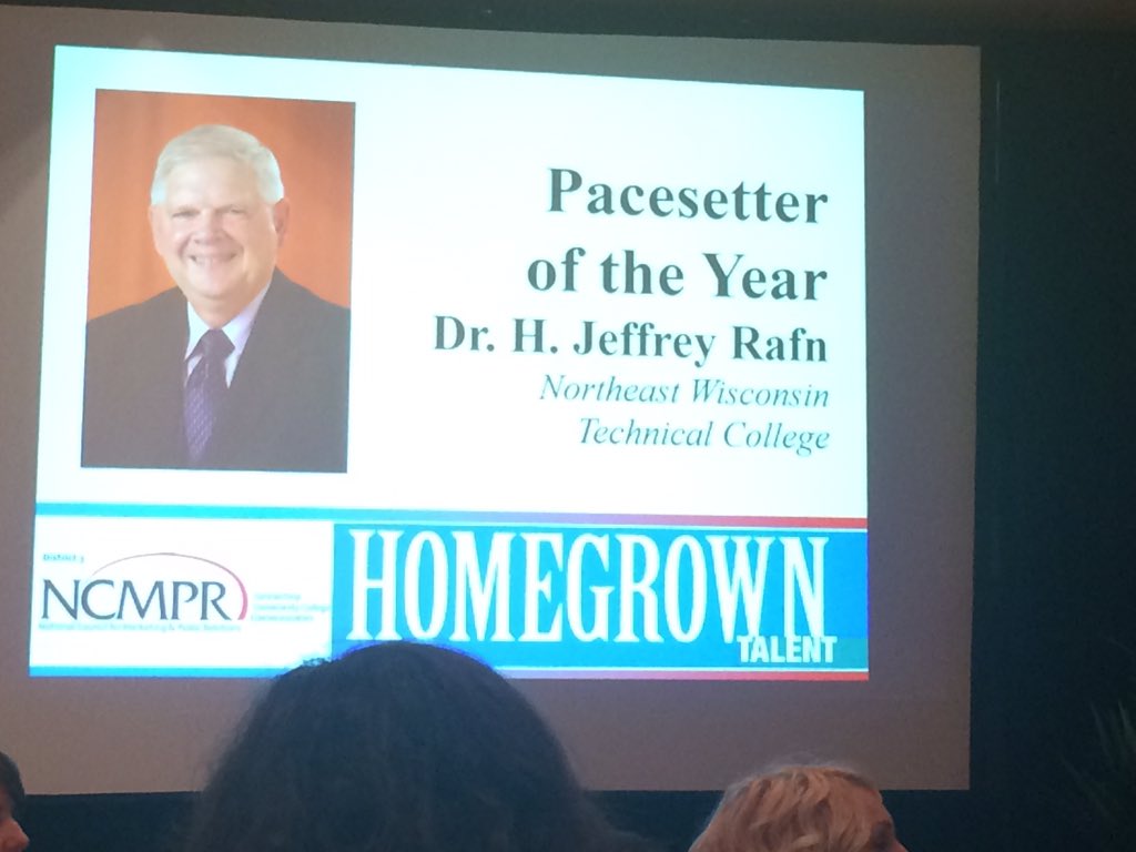 theplaza's tweet photo. Congrats to Dr. Rafn for winning the NCMPR D3 Pacesetter award! @NWTC  #ncmprd3 https://t.co/k0HQzWaQ3y