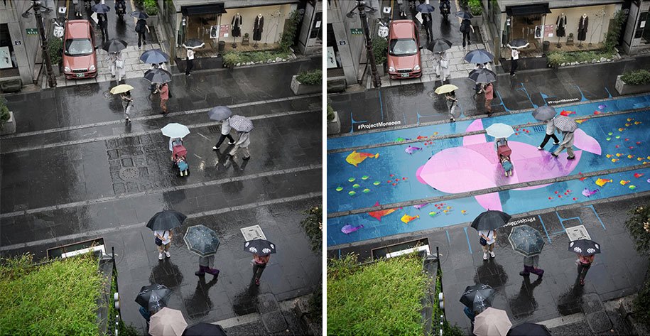 ontripwire's tweet photo. Street art that magically appears in the rain... viva #ProjectMonsoon - https://t.co/ctlPYpKNIl #SouthKorea #Seoul https://t.co/V3BMWq627S