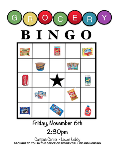 RT this tweet for a second card at grocery BINGO tomorrow! #DoubleYourChances #SUNYpoly #BINGO