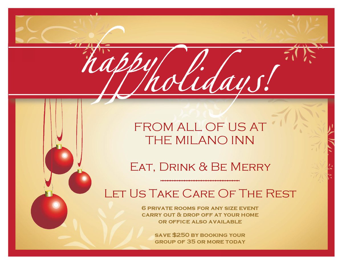 MilanoInn's tweet image. Let @MilanoInn make the stress of the holidays disappear! Book today, space is filling up quick call us at 264-3585