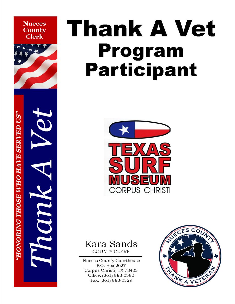 NuecesThankAVet's tweet photo. Celebrate #tbt at @TexasSurfMuseum and save when you show your #ThankAVet honor card! https://t.co/X5ddgpxJIG