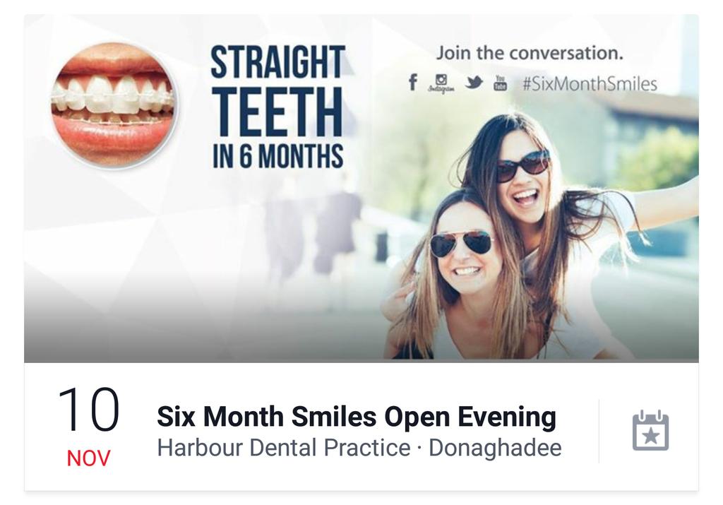 HarbourDental's tweet photo. #SixMonthSmiles Open Evening 10th November 4-7pm FREE consultations @BelfastHourNI #StraightSmiles #clearbraces https://t.co/f5PR7JgaW7