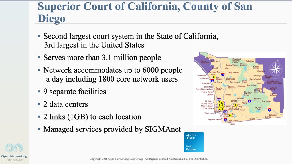 ghodgaonkar's tweet photo. Derrick@SigmaNET and @JasonRolleston talk about San Diego Courts Cisco sdwan deployment #ONUGFall15 https://t.co/1EA4qhKULy
