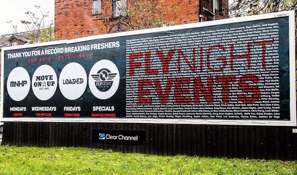 dannydobrien's tweet photo. Love our @FlyNightEvents bilboard on Hyde Park Corner! #Leeds #FlyNightEvents #MNHP #MoveOnUp #Loaded https://t.co/kqIof7UQVl