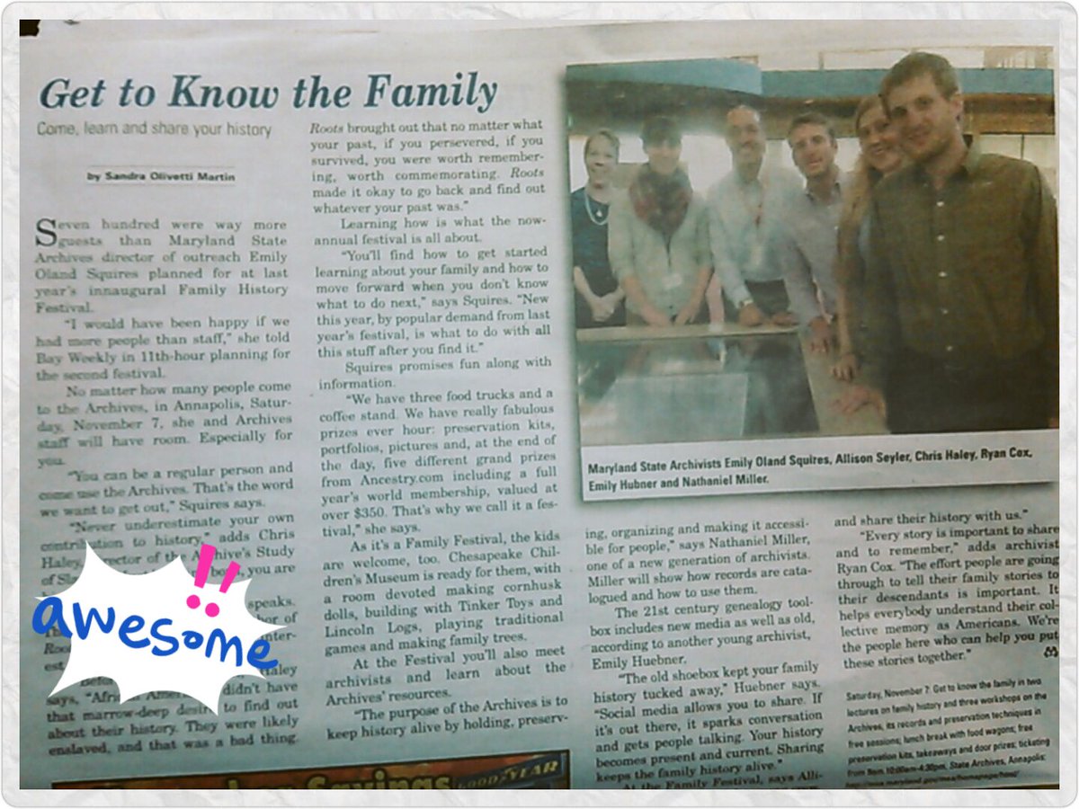 We're in the news! Check out @BayWeekly's great article: bayweekly.com/articles/news/… #FamHistFest2015