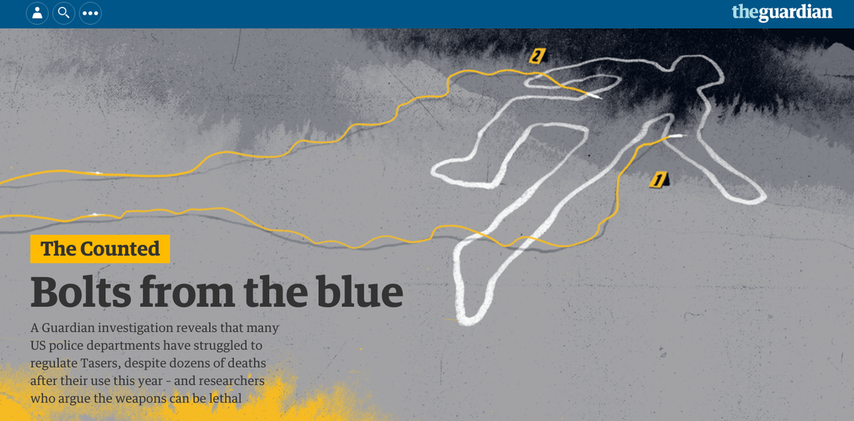 KeeganNYC's tweet image. Excellent investigation by @GuardianUS on why police tasers are not "non-lethal" theguardian.com/us-news/2015/n…