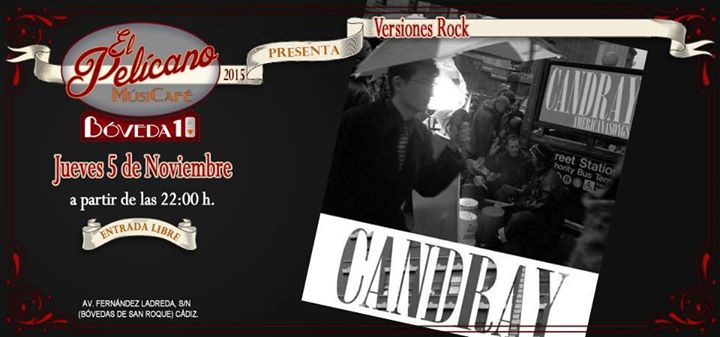 AgendaCadiz's tweet photo. Ven con tus amigos y disfruta de las versiones #rock del grupo #Candray @ElPelicanoMusic 22h. Entrada libre https://t.co/EWaHZeGuDo