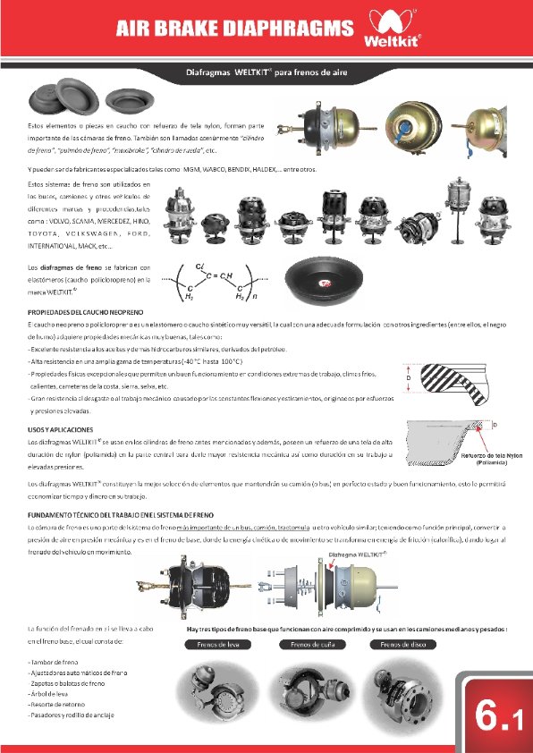 NormatecSA's tweet photo. Diafragmas de freno fabricados con elastomeros( caucho policloropreno) en la marca Weltkit.- Vtas 2383922 https://t.co/3OocSxybUo