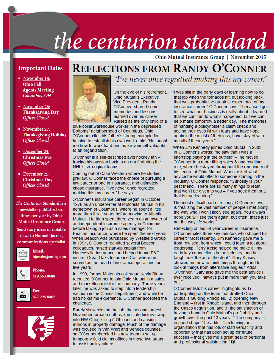 The November 2015 edition of the Centurion Standard is now available! Read it here: bit.ly/1Rzj29x