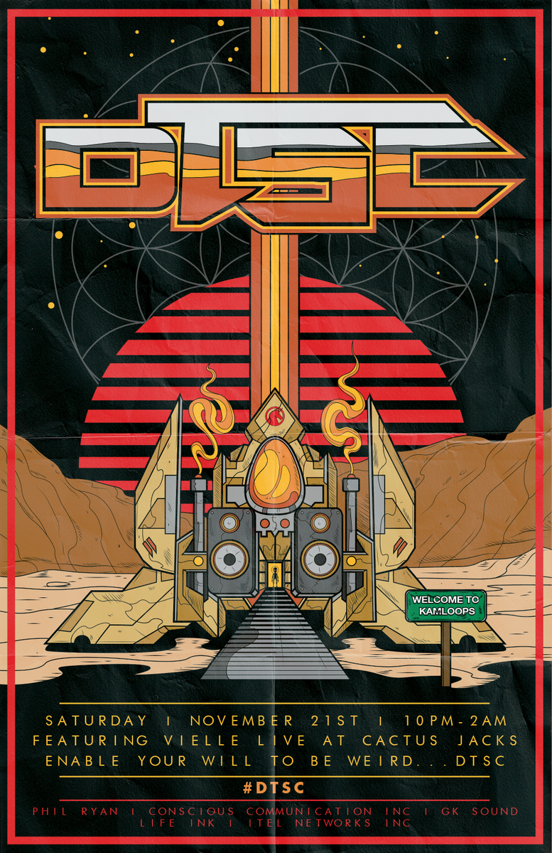 _conscious_inc's tweet photo. #DTSC lands in #Kamloops at @CJs_NightClub Nov 21st [10pm-2am] Ft. Vielle. Enable your will to be weird! #gksound https://t.co/2uz8V6r0ce