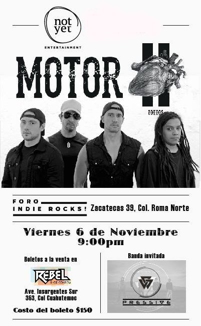 PolvoraRock's tweet image. Tenemos 2 pases dobles para @motormx en #ForoIndieRocks. Sólo manda una foto con merch. #NotYetPresenta #MotorII RT!