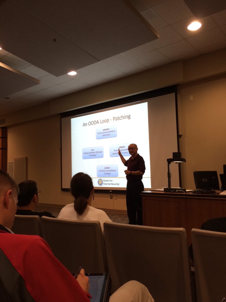 AugustaISSA's tweet photo. Tony Sager discussing the OODA loop #AugustaISSA #AugustaGA #CSRArising #InfoSec https://t.co/NACqANpZ9v