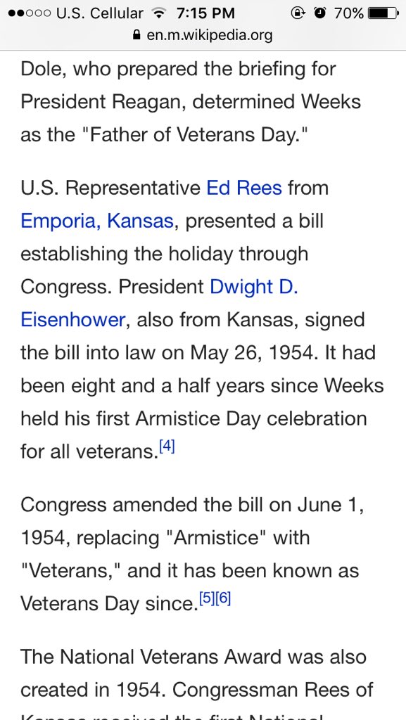 fun fact: Veterans Day began in Emporia, KS!